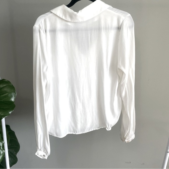 Crescent White Balloon Sleeve Button Up Blouse Size M - Picture 3 of 4